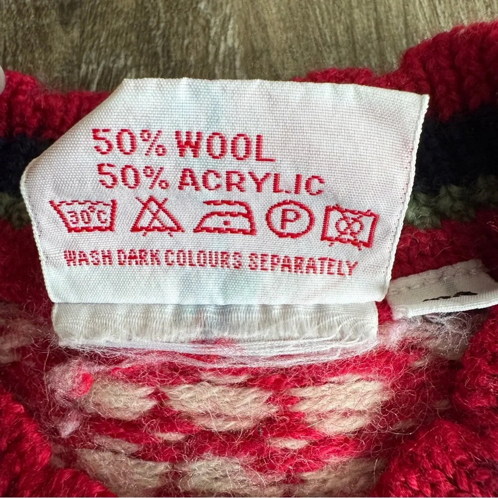 Kids Vintage Red Fair Isle Sweater with Floral Border